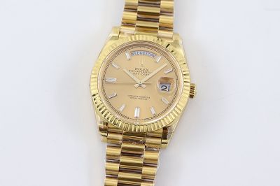 TWS Gold ROLEX Day-date Replica 2836 Automatic Movement Transparent Indexes 40MM Gold Watch